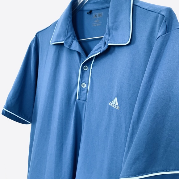 ADIDAS Blue GOLF Short Sleeve Polo Shirt Knit sz L - Picture 2 of 12